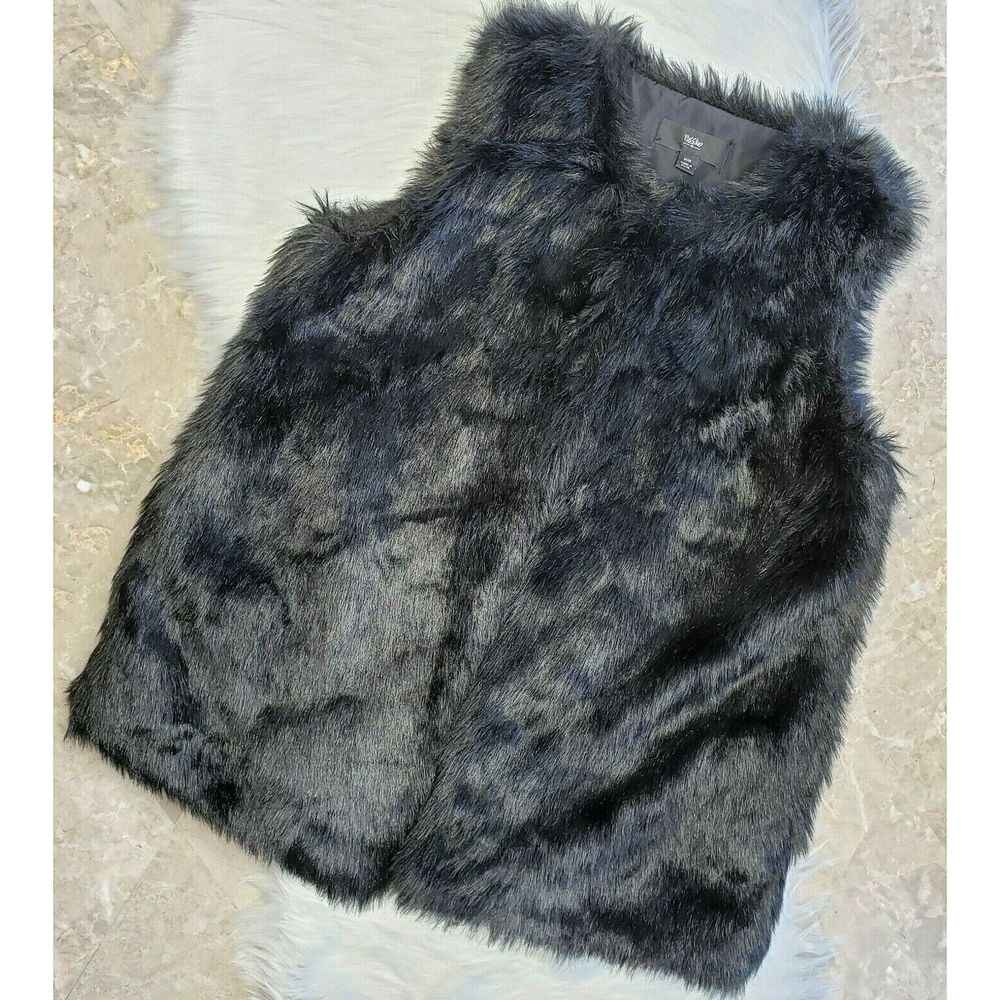 MOSSIMO Medium Black Faux Fur Vest Sleeveless